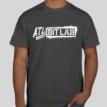 Gray t-shirt with the ATL BitLab logo on the front